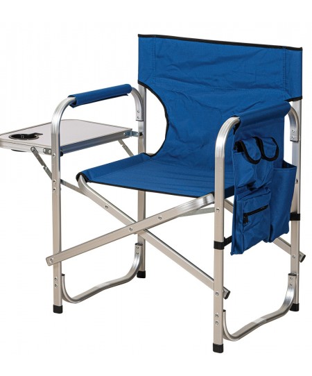 Μπλέ Πτυσσόμενο Καρεκλάκι Παραλίας Με Πτυσσόμενο Τραπεζάκι Και Αλουμίνιο Σκελετό Και Πολυεστερικό Ύφασμα , 49 x 64 x 42/82(h)cm