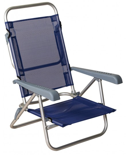 Μπλέ Πτυσσόμενο Καρεκλάκι - Ξαπλώστρα Με Αλουμίνιο Σκελετό Και Διάτρητο Ύφασμα , 66 x 60 x 19/84(h)cm