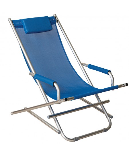 Μπλέ Πτυσσόμενη Σεζλόνγκ Αλουμινίου Με Διάτρητο Ύφασμα , 86(L) X 62(W) X 84(H)cm