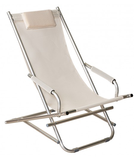 Λευκή Πτυσσόμενη Σεζλόνγκ Αλουμινίου Με Διάτρητο Ύφασμα , 86(L) X 62(W) X 84(H)cm