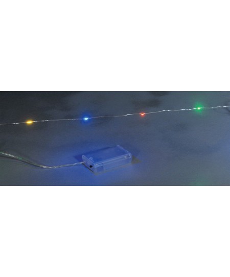 50Led Λαμπάκια Μπαταρίας Με Ασημί Καλώδιο Και Πολύχρωμο Φωτισμό 5 Μέτρα