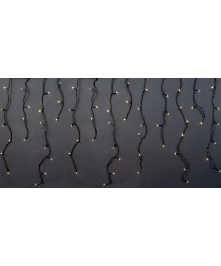 140Led Ασύμμετρη Κουρτίνα Με Επέκταση Και Μετασχηματιστή Ip44, 600 x 75(h)cm,Πράσινο Καλώδιο/ Θερμό Λαμπάκι, 80102, 