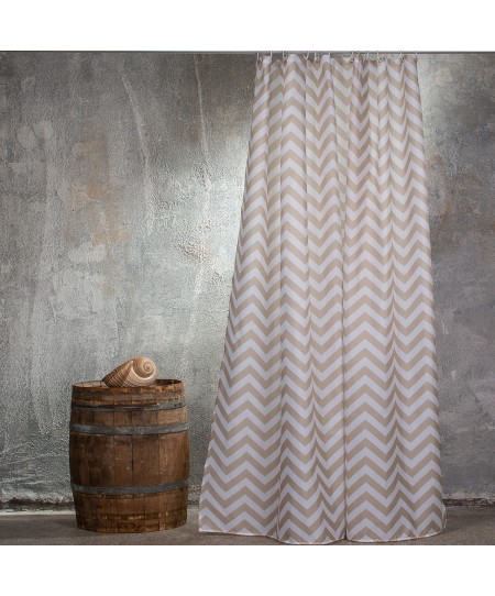 ΚΟΥΡΤΙΝΑ ΜΠΑΝΙΟΥ (180X180) ZIG ZAG BEIGE, MELINEN 