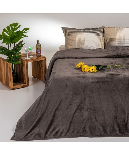 ΚΟΥΒΕΡΤΑ FLANNEL ΥΠΕΡΔΙΠΛΗ TOKYO BROWN GREY (220Χ240)