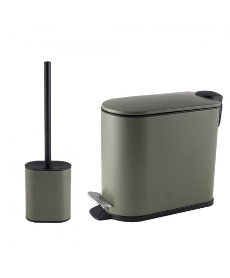 Σετ Κάδος Απορριμμάτων Οβάλ 5L Soft Close Μεταλλικός Λαδί και Πιγκάλ MRShome