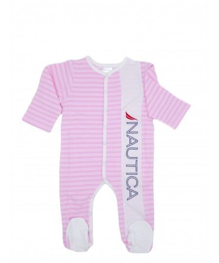 Nautica Des.12 Φορμάκι Interlock Organic Ροζ Ριγέ 68cm 3-6 Μηνών