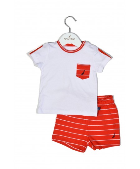 Σετ T-Shirt & Shorts Jersey Organic Design 16 Κόκκινο Ριγέ 68cm 3-6 μηνών