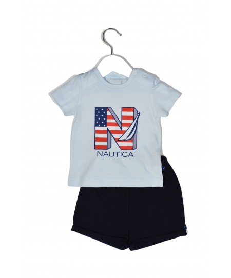 Design 11 Σετ T-Shirt & Shorts Jersey Light Blue / Navy 68cm 3-6 μηνών