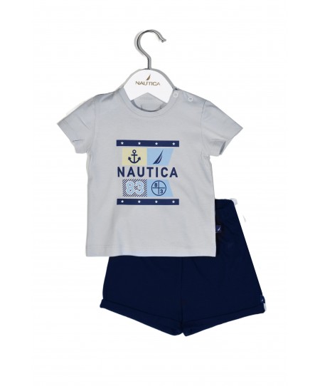 Design 15 Σετ T-Shirt & Shorts Jersey Grey/Navy 68cm 3-6 μηνών