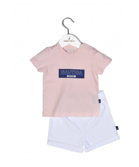 Design 12 Σετ T-Shirt & Shorts Jersey Pink/White 74cm 6-9 μηνών