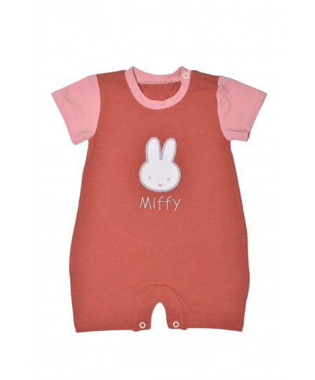 Miffy Des.17 Φορμάκι Καλοκαιρινό Ροζ Σκούρο Με Κέντημα 0-3 Mηνών 56 cm