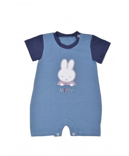 Miffy Des.19 Φορμάκι Καλοκαιρινό Μπλε Μεσαίο Με Κέντημα 9-12 Mηνών 74 cm