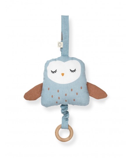 Μουσικό κουτί UGLA BLUE OWL από 100% οργανικό βαμβάκι