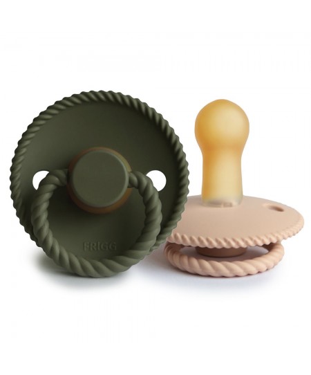 Σετ 2 Πιπίλες Latex FRIGG Rope Croissant/Olive 6-18 Μηνών