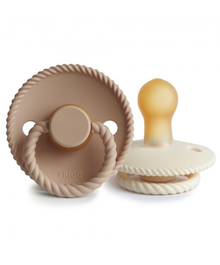 Σετ 2 Πιπίλες Latex FRIGG Rope Cream/Croissant 6-18 Μηνών