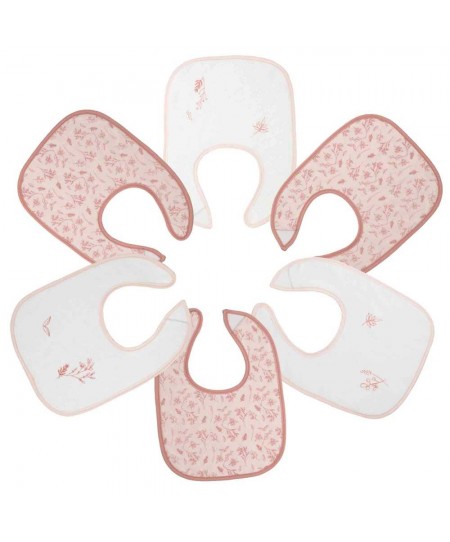Σετ 6 Σαλιαρών 22x30cm - Pink Flower - Trois Kilos Sept