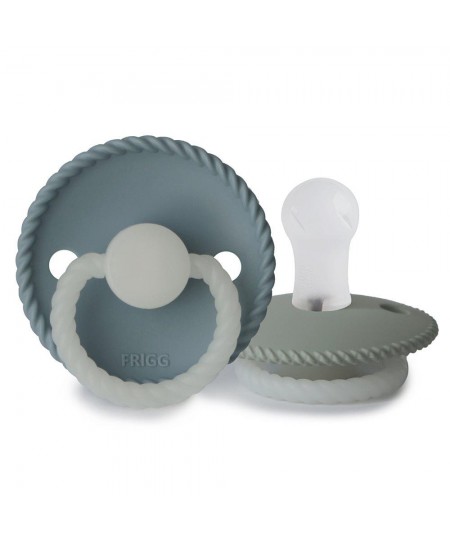 Σετ 2 Πιπίλες Σιλικόνης Νυκτός FRIGG Rope - Stone Blue/Sage 0-6 Μηνών