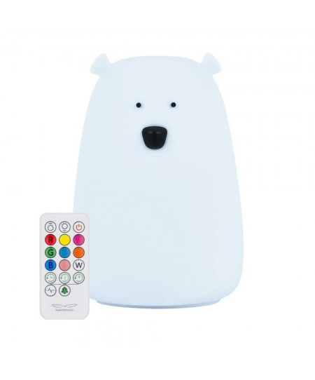 Φωτιστικό Σιλικόνης Bear Lamp Cold Blue 16 cm με Τηλεχειριστήριο Rabbit & Friends