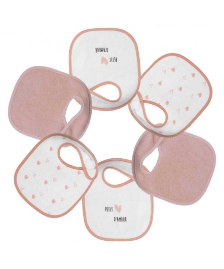 Σετ 6 Βαμβακερές Σαλιάρες 18x21cm Hearts Trois Kilos Sept