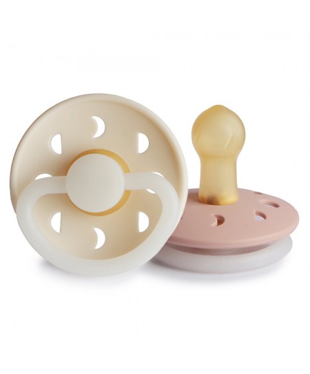 Σετ 2 Πιπίλες Latex FRIGG Νυκτός Moon Phase - Blush Night/Cream Night 0-6 Μηνών