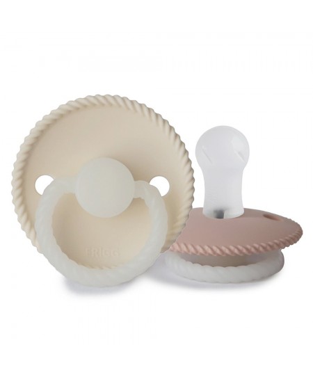 Σετ 2 Πιπίλες Σιλικόνης Νυκτός FRIGG Rope - Blush Night/Cream Night 0-6 Μηνών