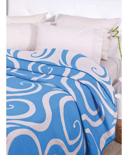 Κουβερλί Cotton Rich 220x260 CURVES BEIGE/BLUE