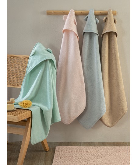 Σετ Μπουρνουζοπετσέτες Με Κουκούλα Baby Bath 75x75 ROBIN (2) ROSE