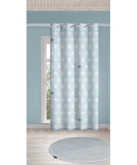 Παιδική & Βρεφική Κουρτίνα Soft-Touch Pirineo Blue με Τρουκς