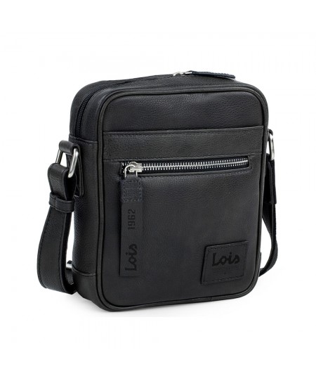 Τσαντάκι Ώμου Δερμάτινο LOIS Μαύρο 305919-01  16 x 20 x 6 cm