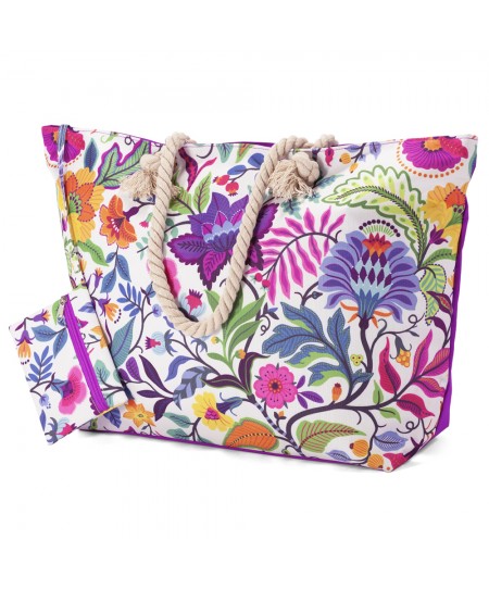 Τσάντα Θαλάσσης BENZI Λευκό/Μωβ BZ5803 56x38x18cm