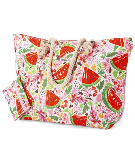 Τσάντα Θαλάσσης BENZI Ροζ/Καρπούζι BZ5803 56x38x18cm