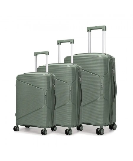 Σετ 3 Βαλίτσες με Προέκταση AMBER Λαδί AM1018