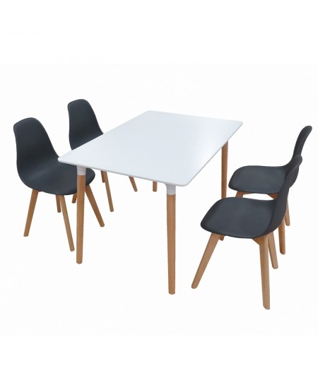 Σετ Τραπεζαρίας Loft Plus Black 5τμχ 120Χ80X72εκ.