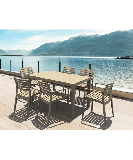 Σετ Τραπεζαρίας 7τμχ Ares Artemis Taupe 140Χ80Χ75εκ.