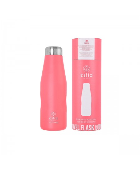 ΘΕΡΜΟΣ TRAVEL FLASK SAVE THE AEGEAN 500ml CORAL PASTEL 01-9861, ESTIA