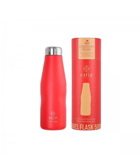 ΘΕΡΜΟΣ TRAVEL FLASK SAVE THE AEGEAN 500ml MATTE RED 01-8543, ESTIA