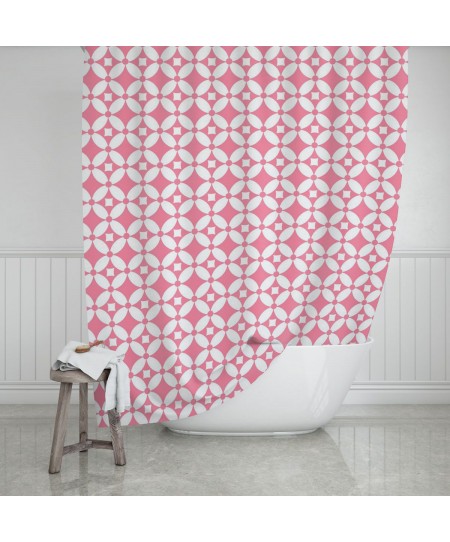 ΚΟΥΡΤΙΝΑ ΜΠΑΝΙΟΥ ΑΔΙΑΒΡΟΧΗ ΠΟΛΥΕΣΤΕΡΙΚΗ (180x200cm) FLOWER LIFE PINK 02-11802, ESTIA