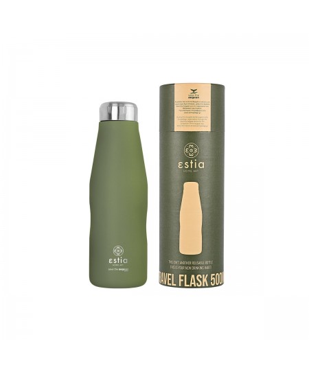 ΘΕΡΜΟΣ TRAVEL FLASK SAVE THE AEGEAN 500ml PINE GREEN 01-12069, ESTIA