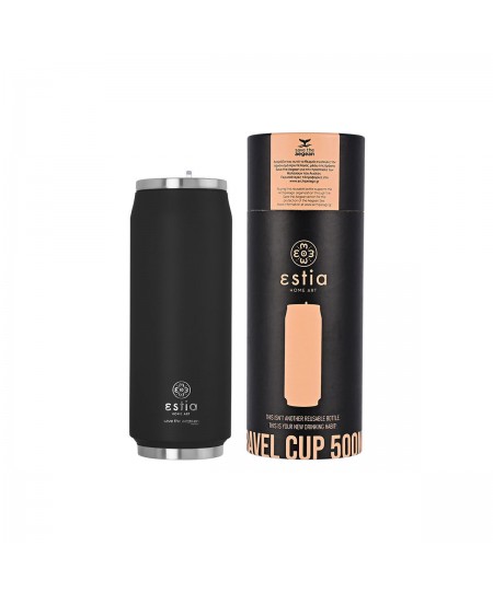ESTIA ΘΕΡΜΟΣ TRAVEL CUP SAVE THE AEGEAN 500ml MATTE BLACK 01-7843, ESTIA