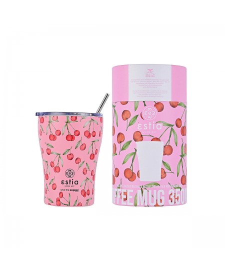 ESTIA ΘΕΡΜΟΣ COFFEE MUG SAVE THE AEGEAN 350ml CHERRY ROSE 01-16876
