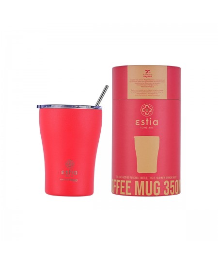 ESTIA ΘΕΡΜΟΣ COFFEE MUG SAVE THE AEGEAN 350ml SCARLET RED 01-16845