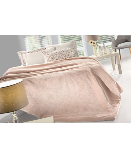 Σετ Κουβέρτα Velvet Pudra 250x240 & ΔΩΡΟ Διακοσμητικό Μαξιλαράκι