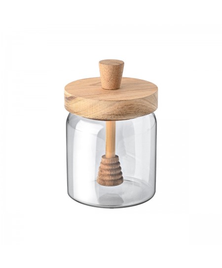 ESTIA ΔΟΧΕΙΟ ΜΕΛΙΟΥ ACACIA ΓΥΑΛΙΝΟ 450ml 9x9x13.5cm ΜΕ ΚΟΥΤΑΛΙ ΜΕΛΙΟΥ