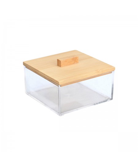 ESTIA ΚΟΥΤΙ ΑΠΟΘΗΚΕΥΣΗΣ & ΟΡΓΑΝΩΣΗΣ BAMBOO ESSENTIALS ΤΕΤΡΑΓΩΝΟ  9x9x6cm ΜΕ ΚΑΠΑΚΙ