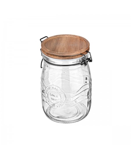 ESTIA ΔΟΧΕΙΟ ΑΠΟΘΗΚΕΥΣΗΣ ACACIA ΓΥΑΛΙΝΟ 1000ml ΜΕ ΚΛΙΠ ΚΑΠΑΚΙ 01-23904