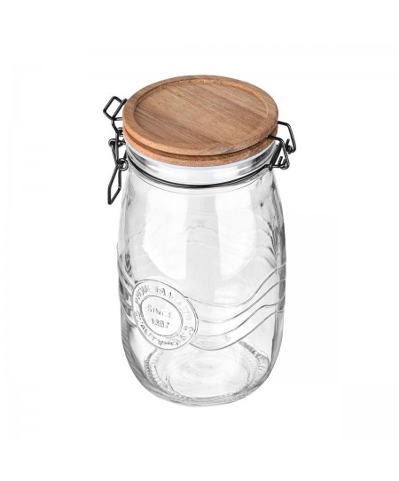 ESTIA ΔΟΧΕΙΟ ΑΠΟΘΗΚΕΥΣΗΣ ACACIA ΓΥΑΛΙΝΟ 2000ml ΜΕ ΚΛΙΠ ΚΑΠΑΚΙ 01-23911