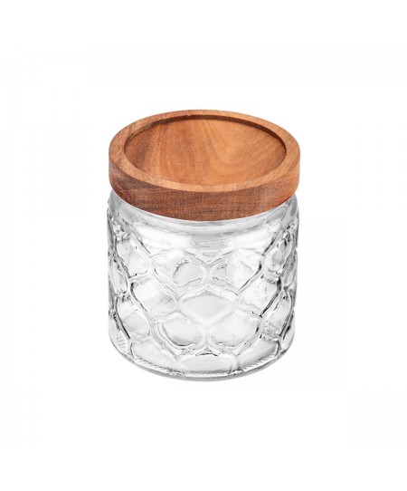 ESTIA ΔΟΧΕΙΟ ΑΠΟΘΗΚΕΥΣΗΣ ACACIA ΓΥΑΛΙΝΟ 500ml 11x10cm ΑΝΑΓΛΥΦΟ