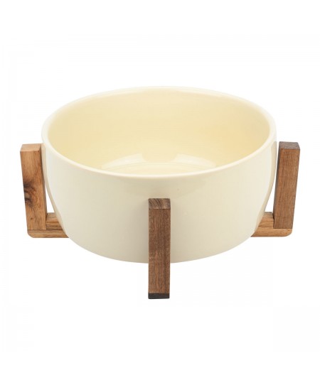 ESTIA ΣΑΛΑΤΙΕΡΑ ACACIA 28cm ΜΕ ΒΑΣΗ  IVORY 01-25014
