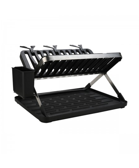 ESTIA ΠΙΑΤΟΘΗΚΗ ΑΝΑΔΙΠΛΟΥΜΕΝΗ ΑΝΟΞΕΙΔΩΤΗ 2 ΕΠΙΠΕΔΩΝ 48x35.4x27.2cm ΜΑΥΡΗ