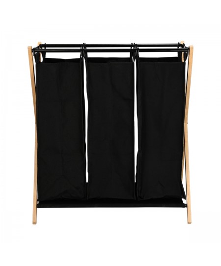 ESTIA ΚΑΛΑΘΙ ΑΠΛΥΤΩΝ BAMBOO ESSENTIALS 102lt 3 ΘΕΣΕΩΝ 68x40x76cm ΜΑΥΡΟ